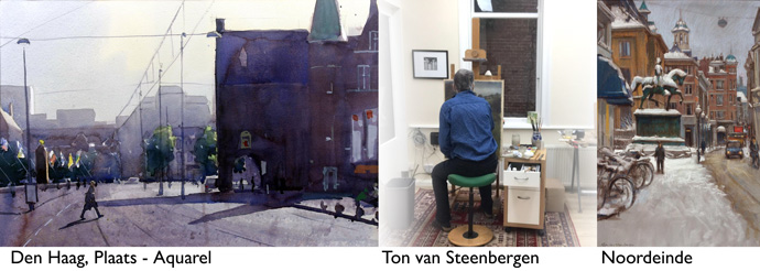 Ton van Steenbergen met aquarellen